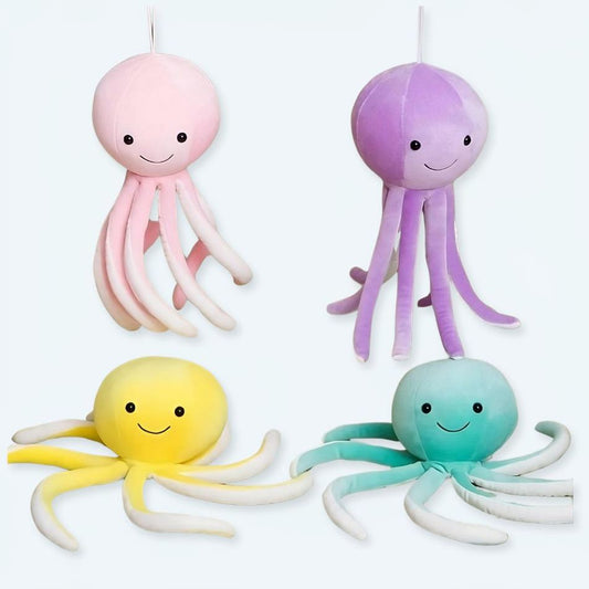 Peluche poulpe jaune adorable douceur enfant marin