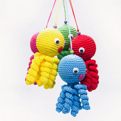 Peluche poulpe rose enfant câlin doux tressé mignon