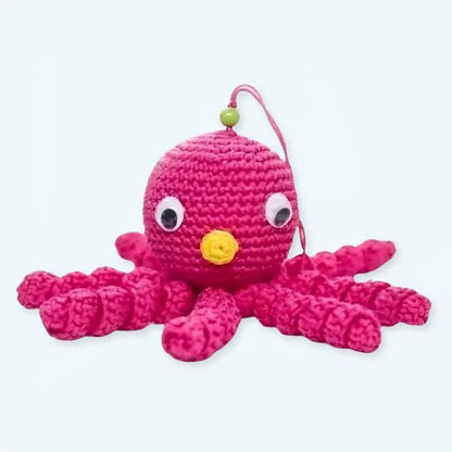 Peluche poulpe rose enfant câlin doux tressé mignon