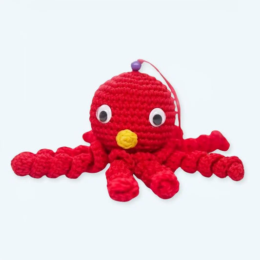 Peluche poulpe rouge enfant doux tressé câlin ocean