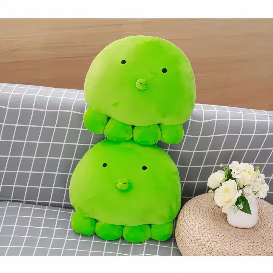 Peluche poulpe verte oreiller doux confort océan