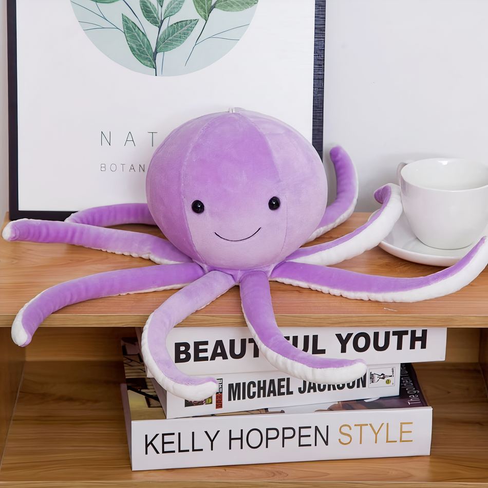 Peluche poulpe violet doux jouet enfant décor amusant