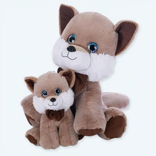 Peluche renard doux yeux bleus enfant chambre cosy