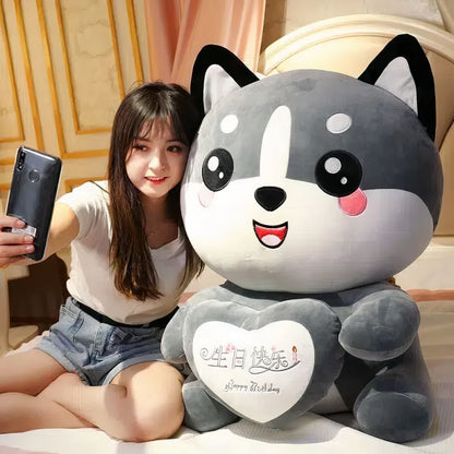 Peluche renard géant doux câlin pour enfant hiver