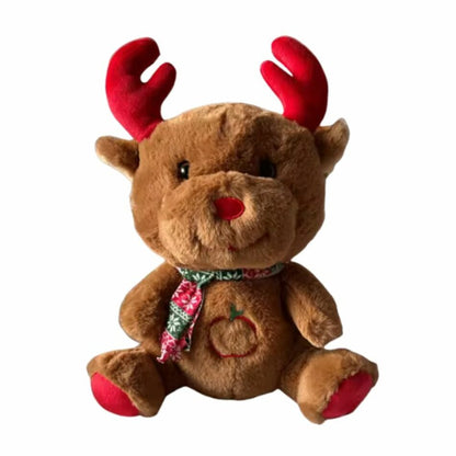 Peluche renne Noël blanc marron douce musicale respirante