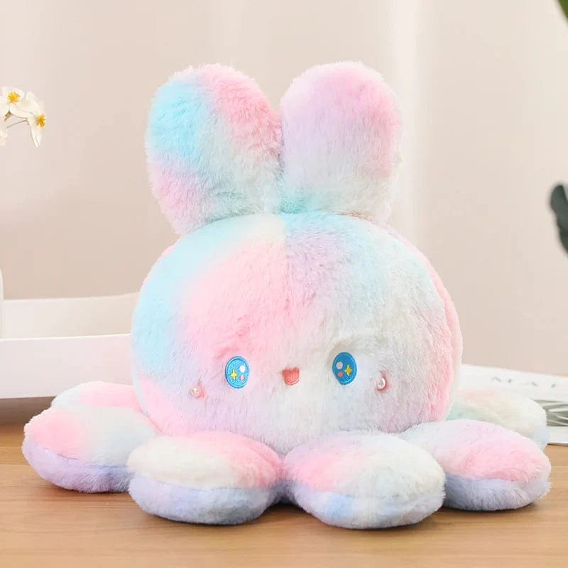 Peluche réversible aux grandes oreilles douce et coloré