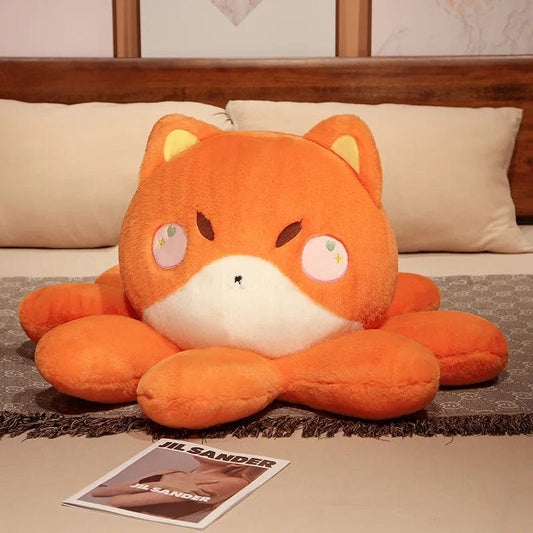 Peluche réversible renard roux