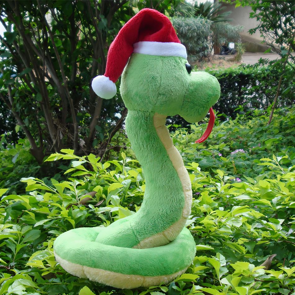 Peluche serpent Noël doux vert enfant câlin hiver