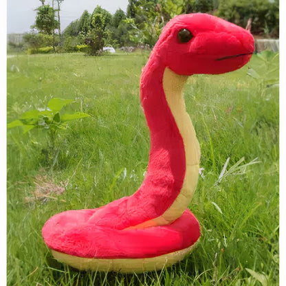 Peluche serpent rouge doux câlin enfant chambre