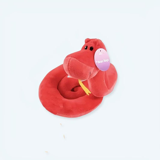 Peluche serpent rouge doux sonore câlin enfant