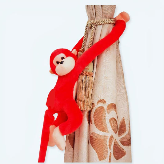 Peluche singe kawaii douce avec longue queue rouge