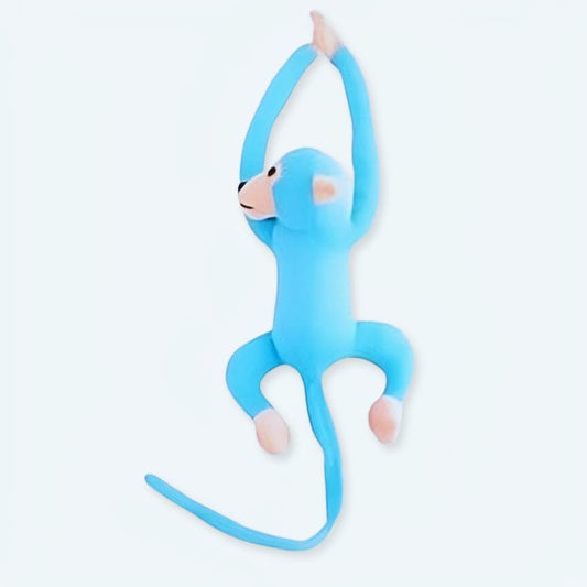 Peluche singe kawaii douce longue queue bleue câline