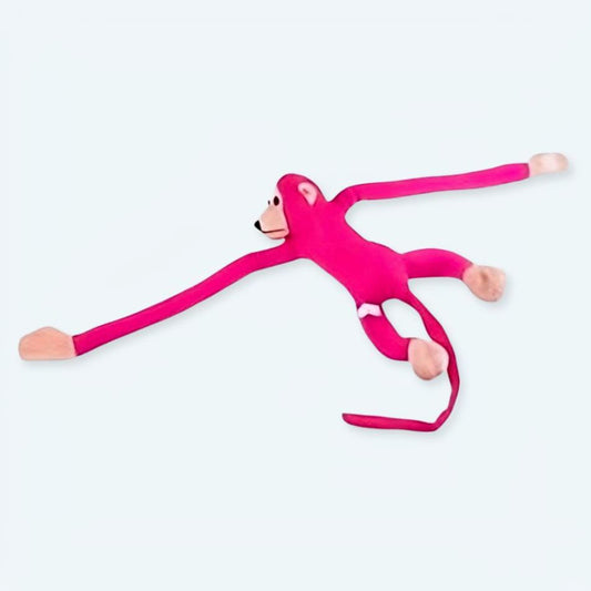 Peluche singe kawaii fushia longue queue douillet enfant