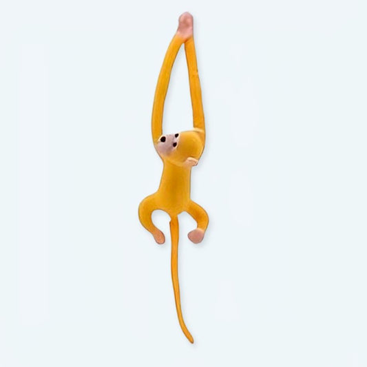 Peluche singe kawaii jaune moelleux longue queue enfant