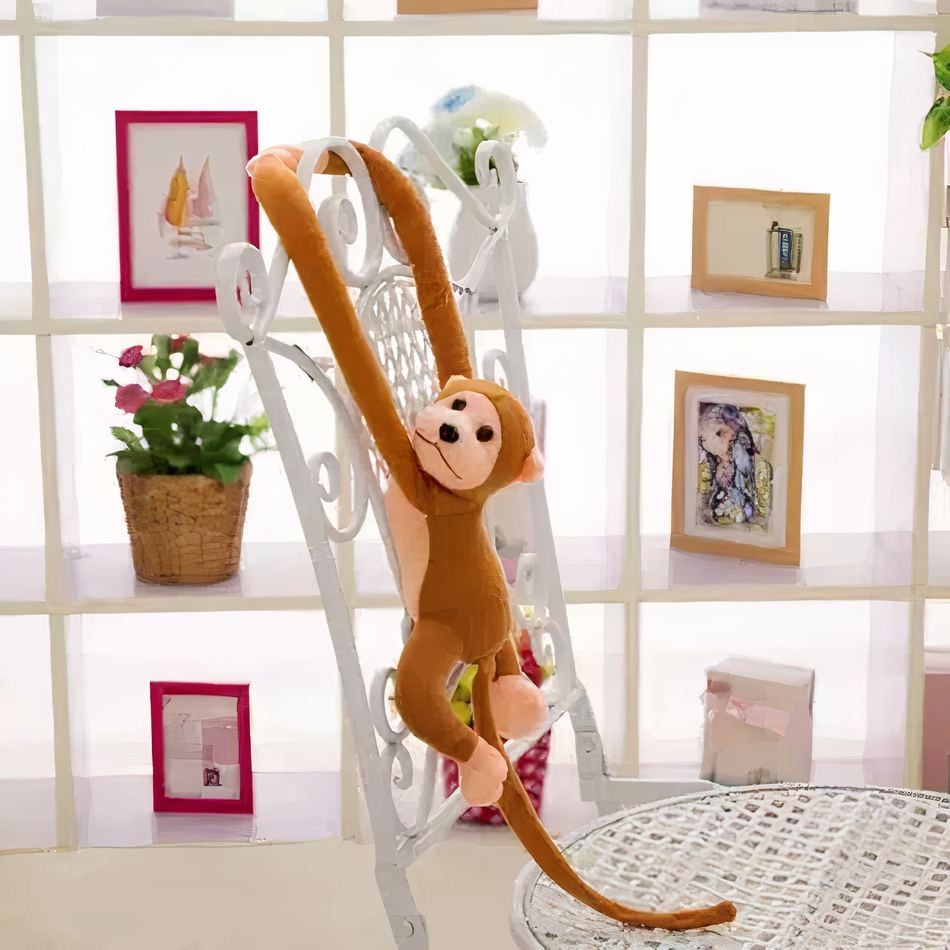 Peluche singe kawaii marron queue longue douce enfant