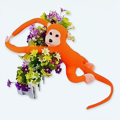 Peluche singe kawaii orange câlin queue longue douce