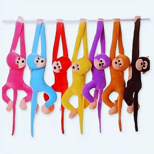 Peluche singe violet kawaii longue queue douce enfant