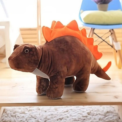 Peluche stégosaure marron doux dino préhistorique enfant