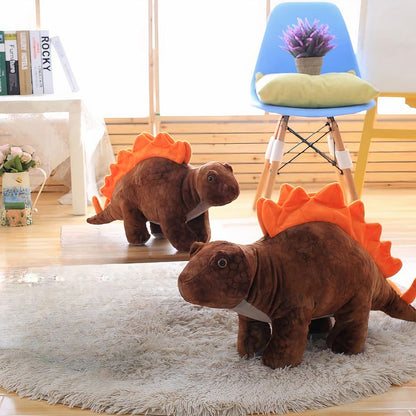 Peluche stégosaure marron doux dino préhistorique enfant