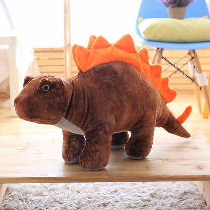 Peluche stégosaure marron doux dino préhistorique enfant