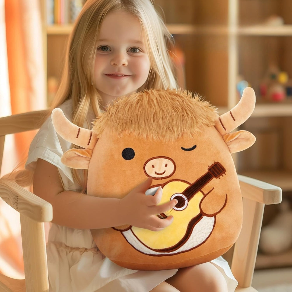Peluche taureau musicien douce Squishmallow amusant