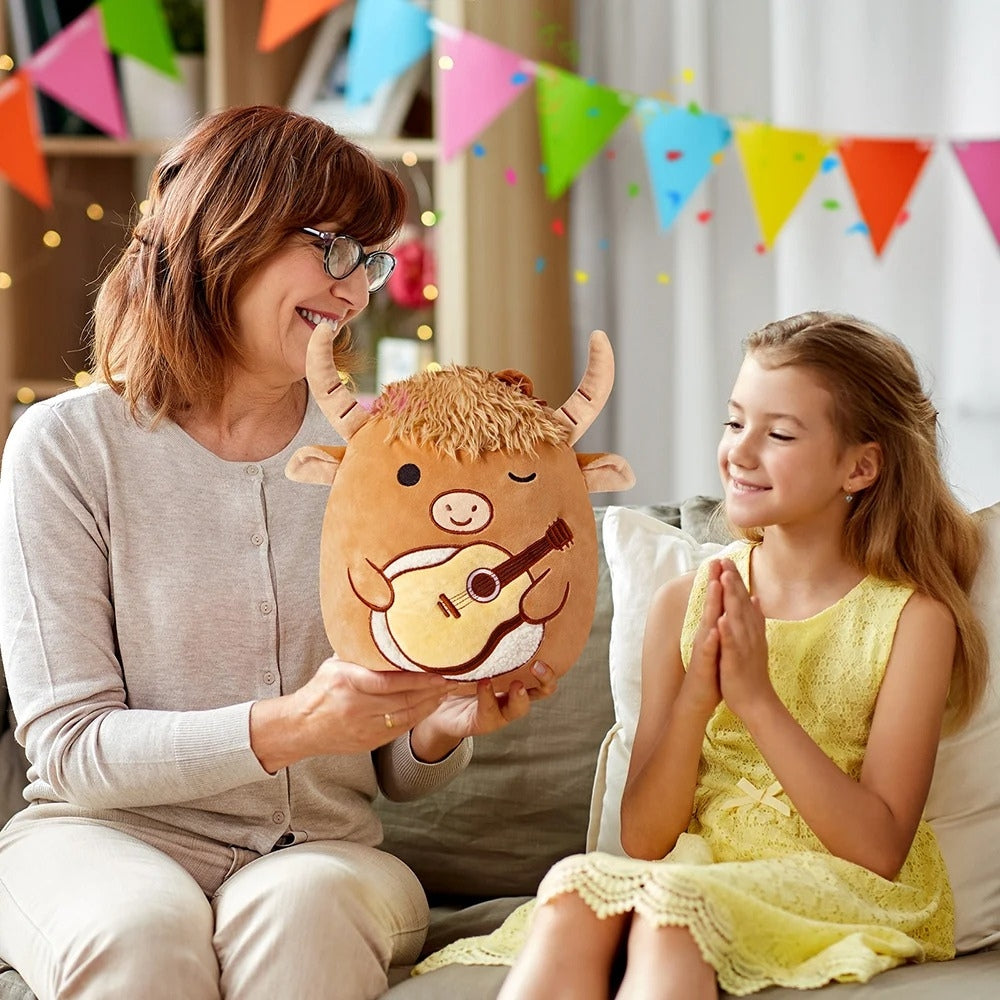 Peluche taureau musicien douce Squishmallow amusant
