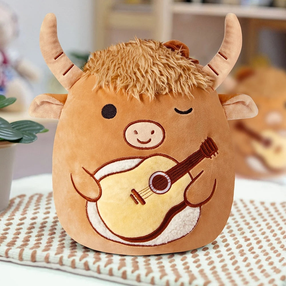 Peluche taureau musicien douce Squishmallow amusant