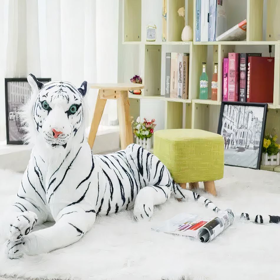 Peluche tigre blanc géant doux câlin enfants hiver