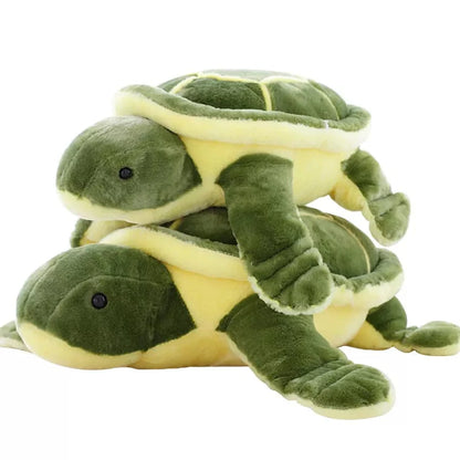 Peluche tortue douce verte et jaune