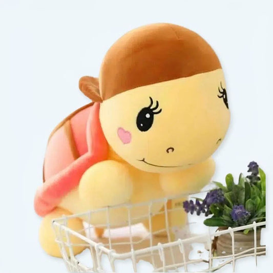 Peluche tortue rose câline avec casquette amusante