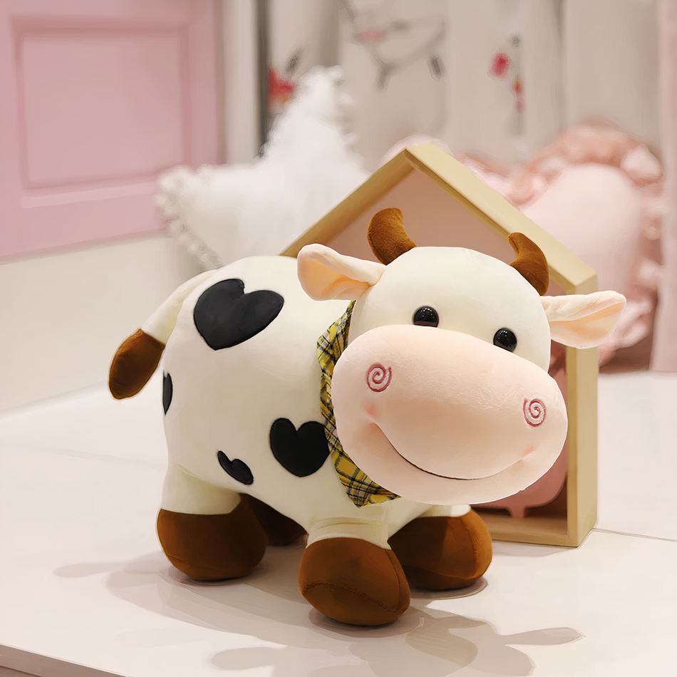 Peluche vache coeur doux motif amour câlin enfant