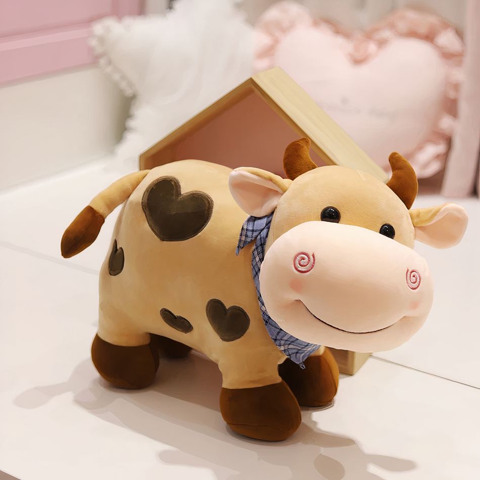 Peluche vache coeur doux motif amour câlin enfant