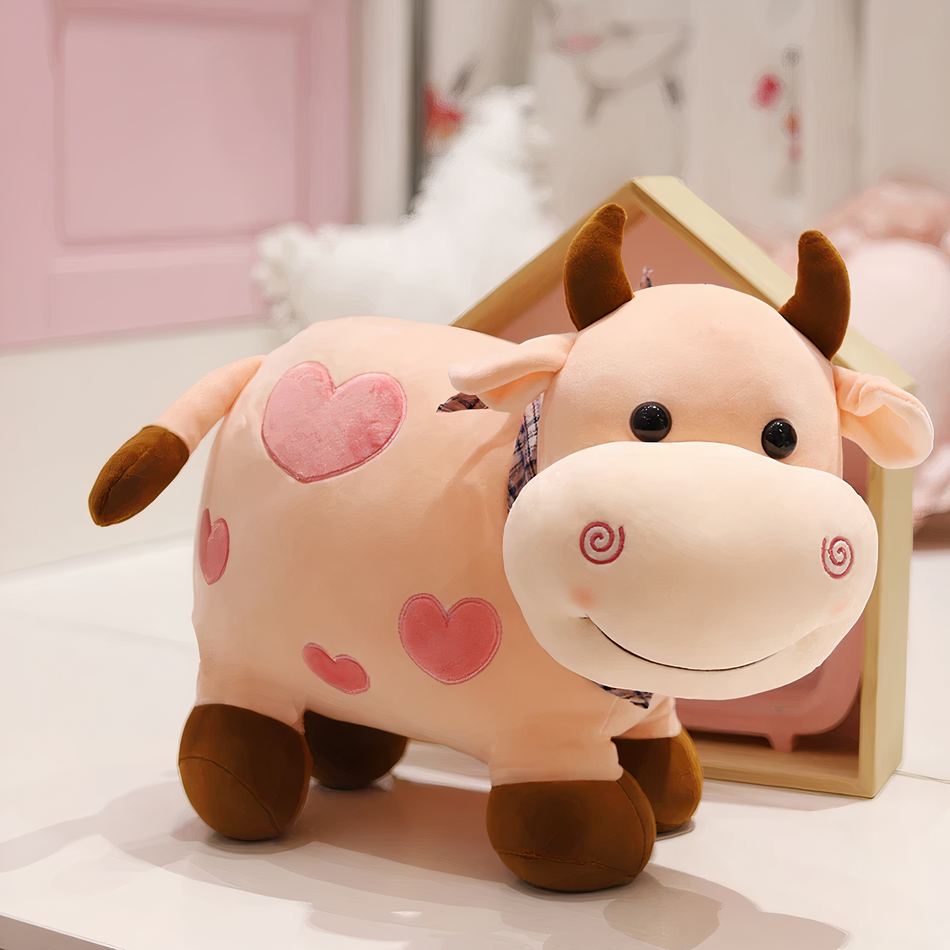 Peluche vache coeur doux motif amour câlin enfant