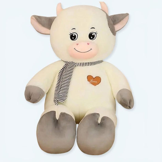 Peluche vache géante douce blanche grise enfant câlin