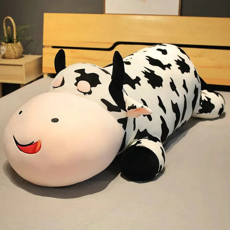 Peluche vache géante noire et blanche