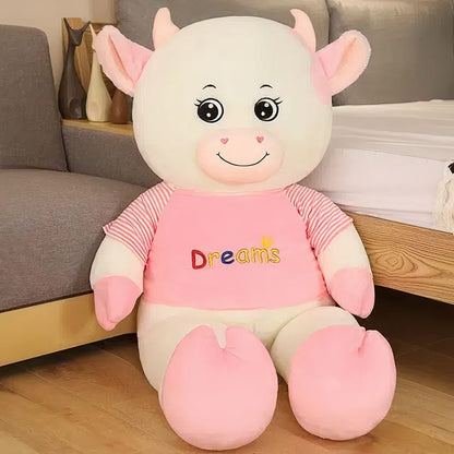 Peluche vache géante rose douce chambre enfant déco