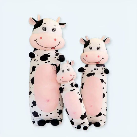 Peluche vache géante tachetée moelleuse câline enfant