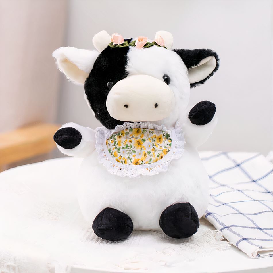Peluche vache gentleman douce enfant câlin élégant