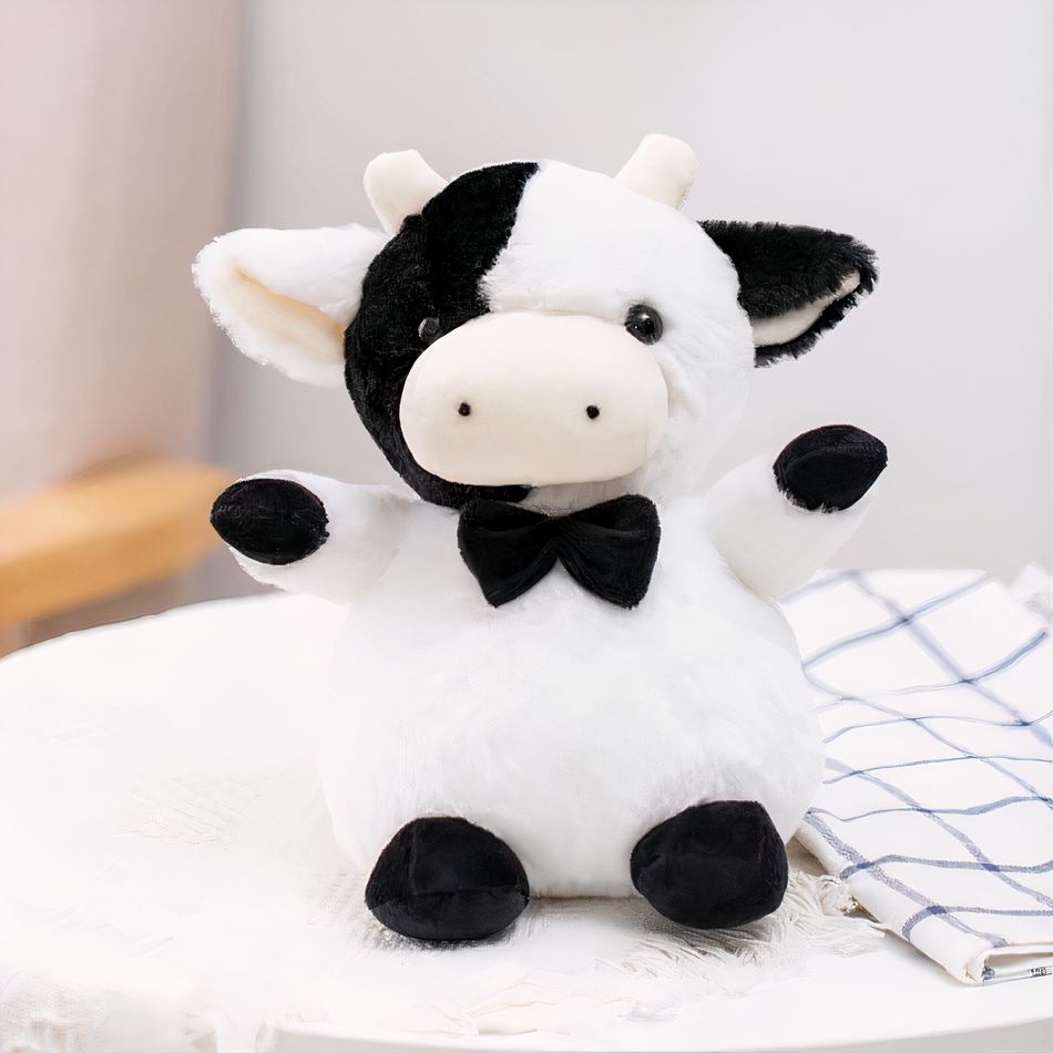 Peluche vache gentleman douce enfant câlin élégant