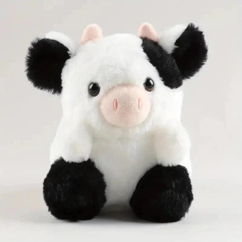 Peluche vache noire et blanche mignonne et douce